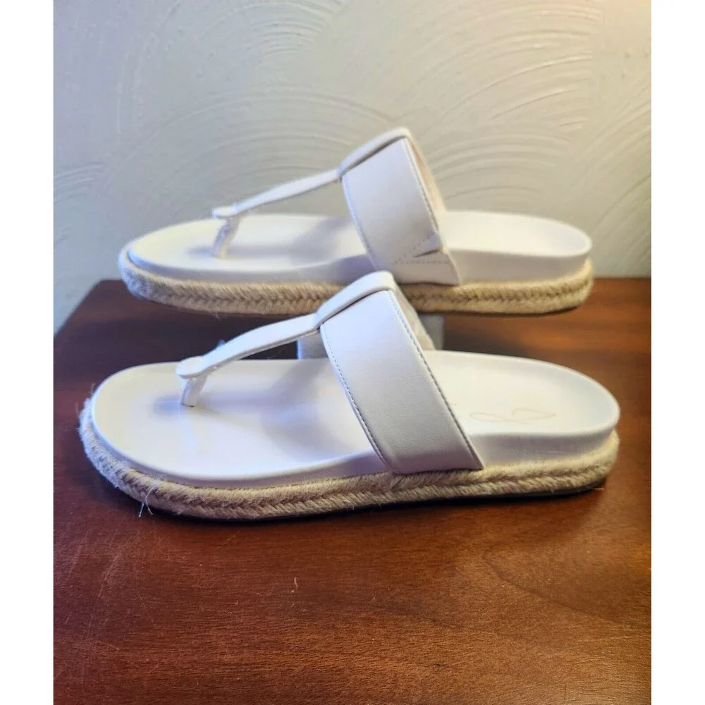 Joie Nacho  Sandal Women's Size 7.5 Thong Slide Espadrille White Vegan Casual - Picture 2 of 10
